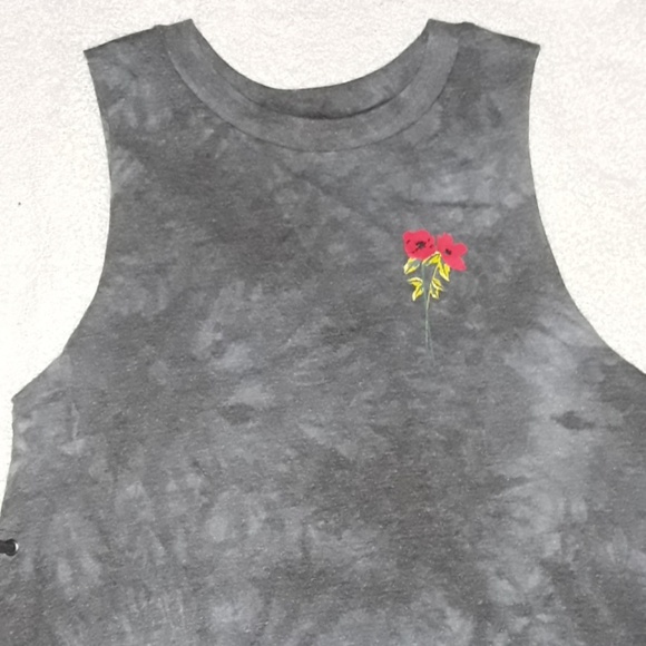 Lace up black tie-dye tank top - Picture 2 of 3